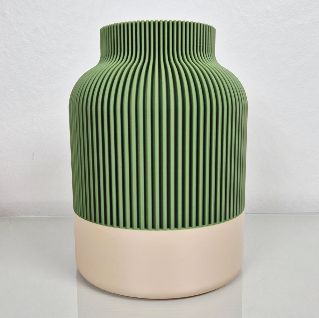 Design Vase SUNSHINE GLOW | grün-beige | Hingucker im Frühling | Trockenblumen