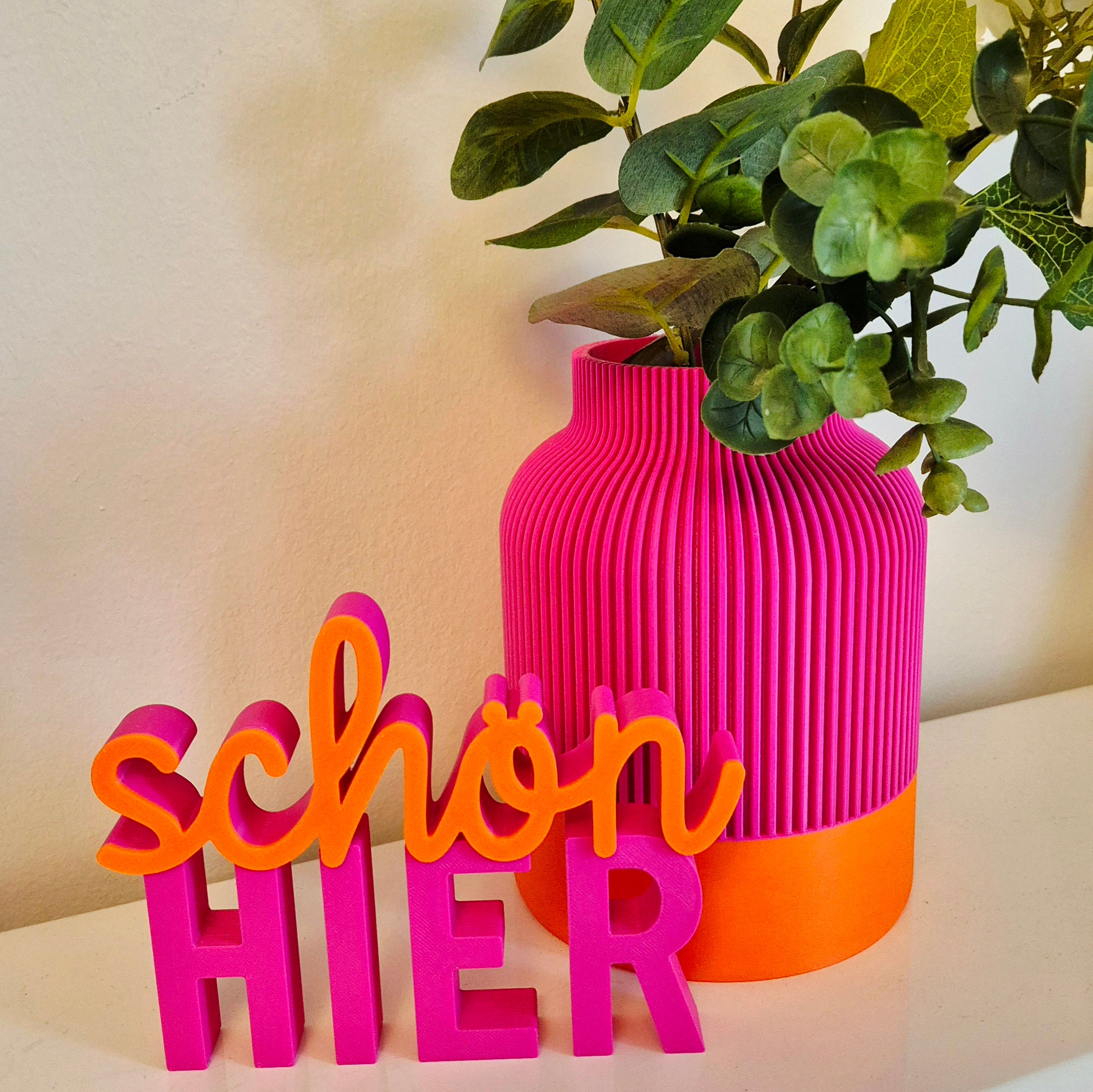 Design Vase SUNSHINE INA | pink-orange | Hingucker im Frühling | Trockenblumen