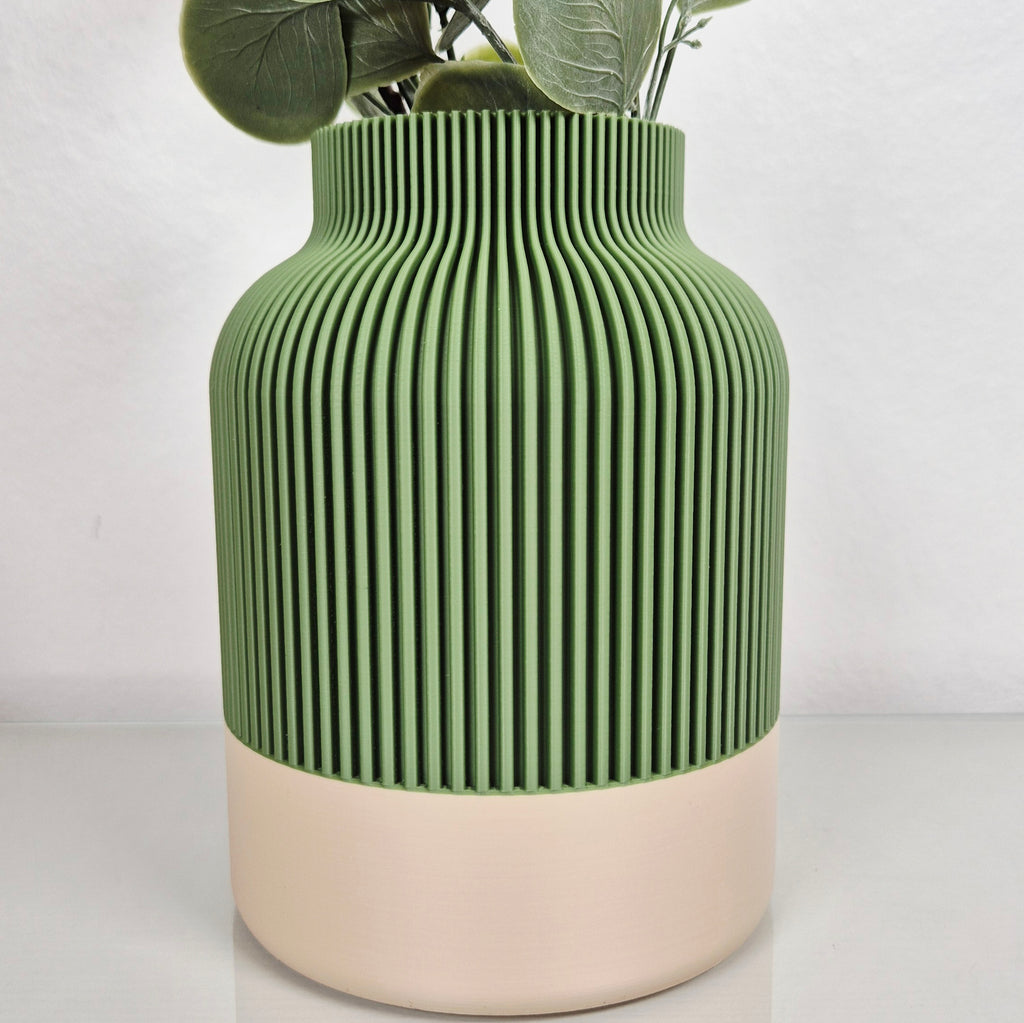Design Vase SUNSHINE GLOW | grün-beige | Hingucker im Frühling | Trockenblumen